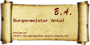 Burgermeister Antal névjegykártya